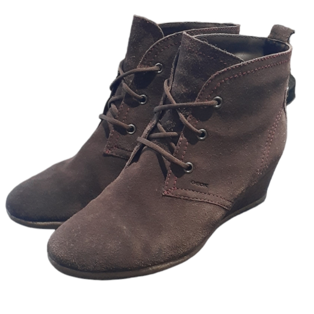 Geox Wameliast Wedge Ankle Boots in Coffee
